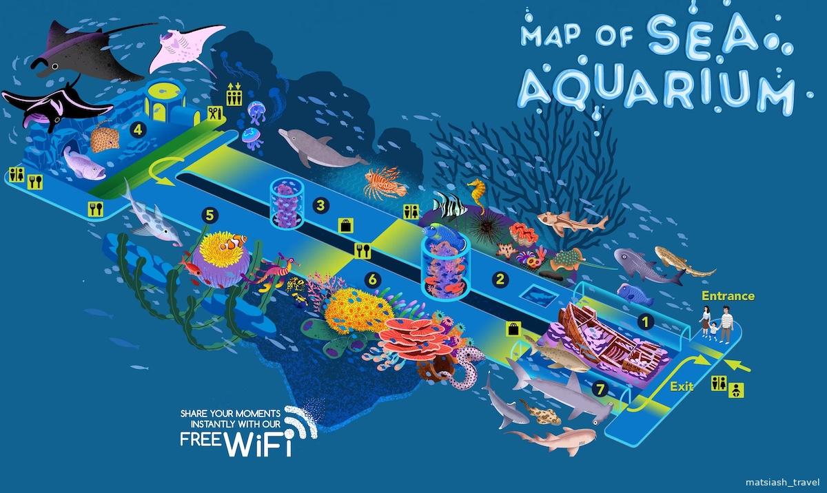 Схема океанариума SEA Aquarium в Сингапуре